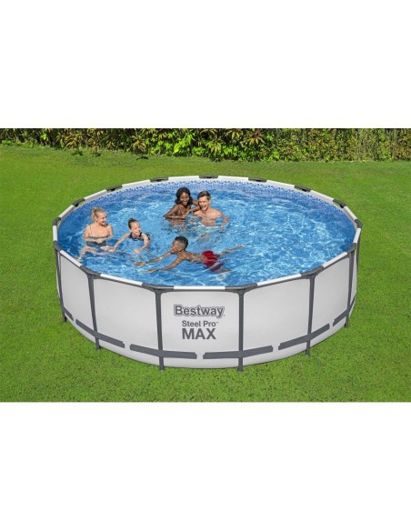 PISCINA FUORI TERRA ROTONDA Steel Pro MAX da 427x107 cm grigio chiaro Bestway