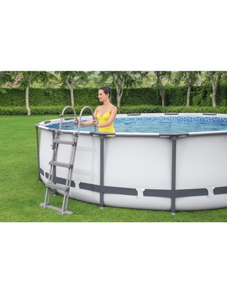 PISCINA FUORI TERRA ROTONDA Steel Pro MAX da 427x107 cm grigio chiaro Bestway