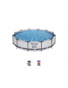 PISCINA FUORI TERRA ROTONDA Steel Pro MAX da 366x76 cm grigio chiaro Bestway