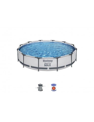 PISCINA FUORI TERRA ROTONDA Steel Pro MAX da 366x76 cm grigio chiaro Bestway