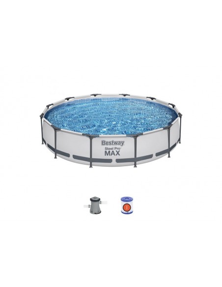 PISCINA FUORI TERRA ROTONDA Steel Pro MAX da 366x76 cm grigio chiaro Bestway